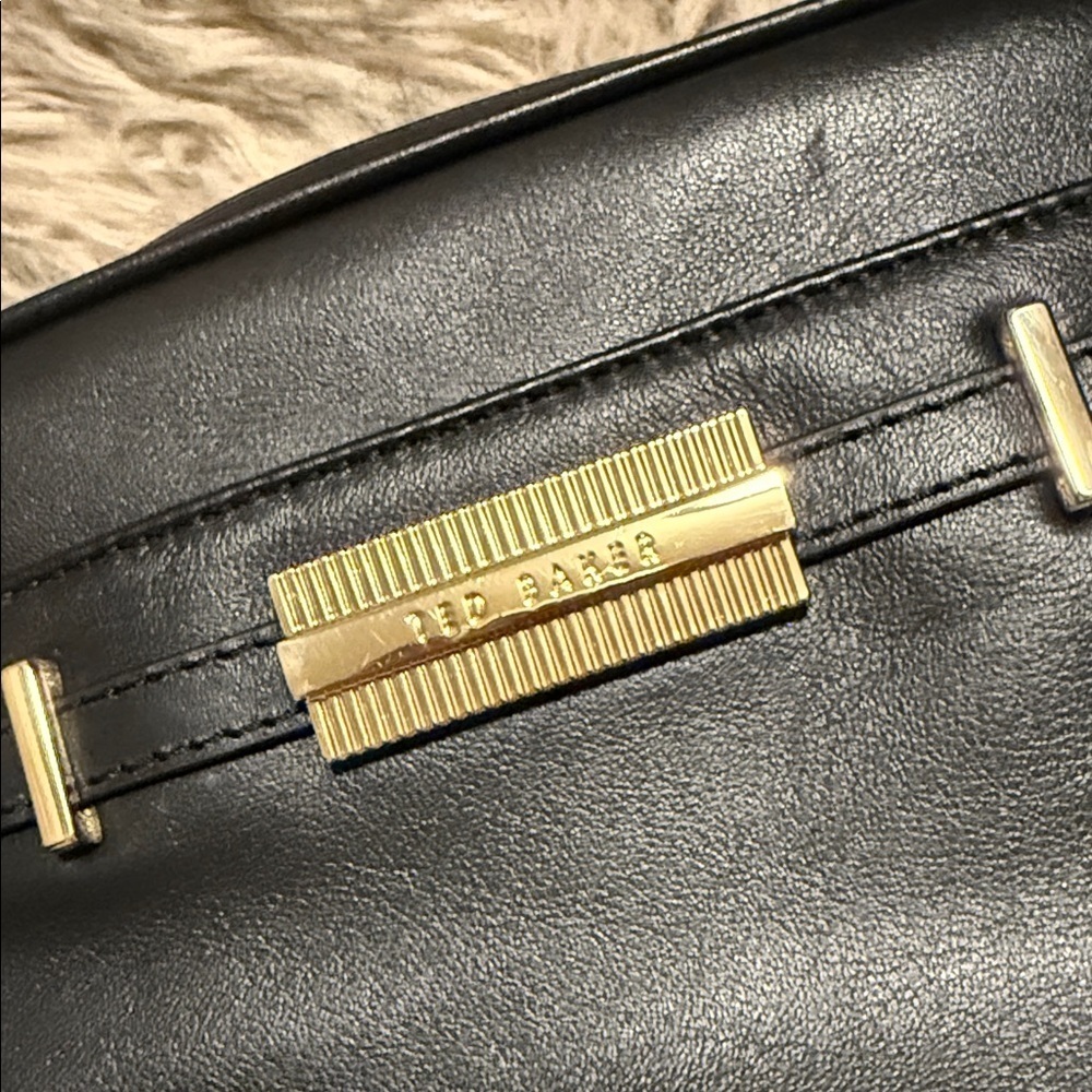 Ted Baker Black Leather Bag with Gold Detail - Picture 4 of 15